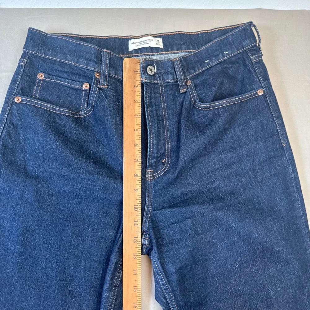Abercrombie & Fitch Mens Normcore Dark Wash 90s Relaxed High Rise Jeans 31 Short